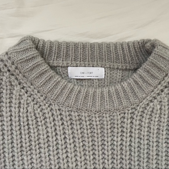 oak and fort chunky cable knit grey cropped sweater - Picture 2 of 4